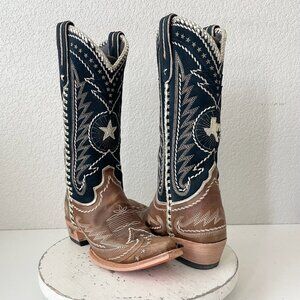 Lane RODEO HOUSTON Womens Cowboy Boots 8 Brown Western Cowgirl Mid Calf Tall